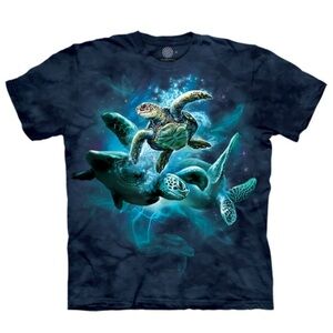 The Mountain Sea Turtle Collage Blue Tie Dyed Tee Size M